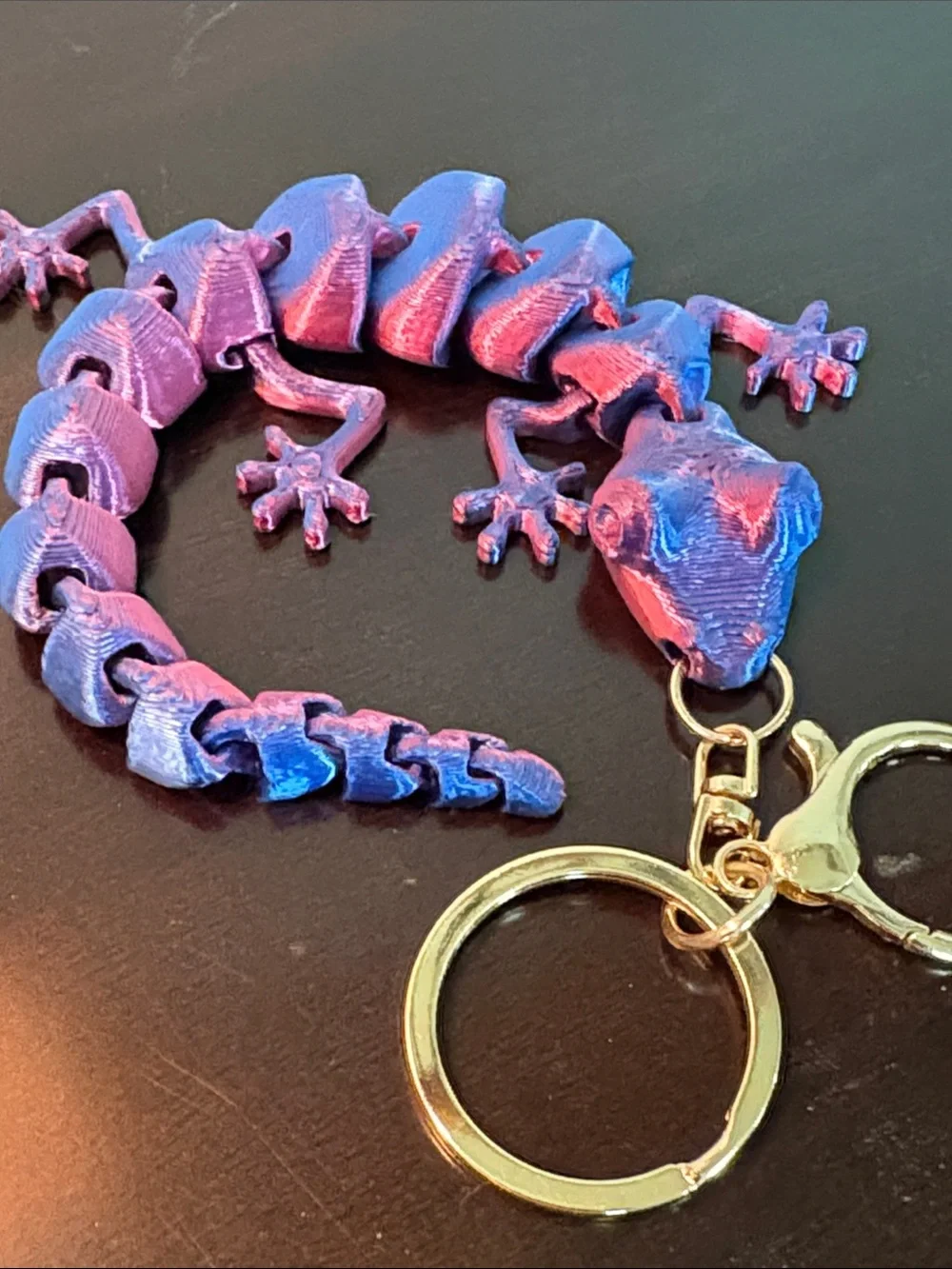 Iridescent Purple 3D Lizard Keychain Pet Reptile Accessory Bag Charm 9” New
